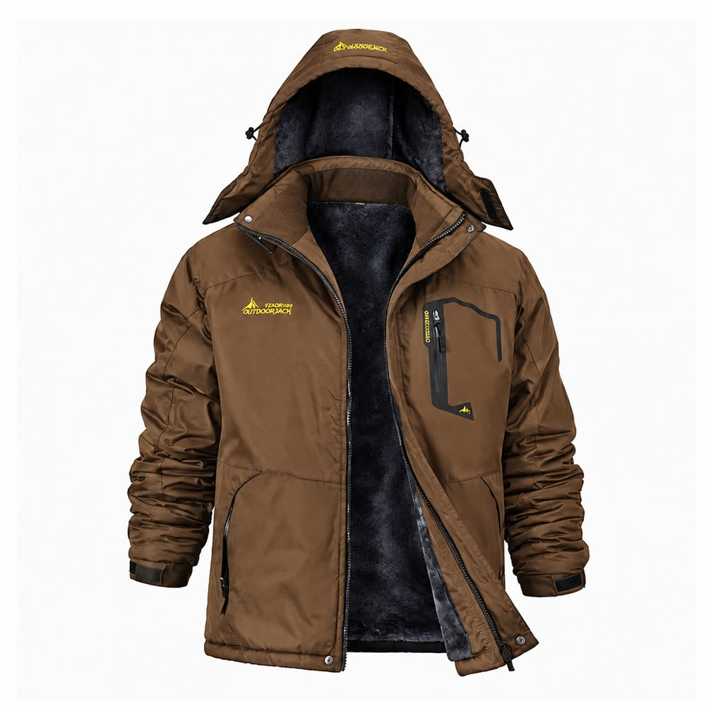 Men's Outdoor Fleece-Lined Winter Jacket - Coffee - 6XL - image 6