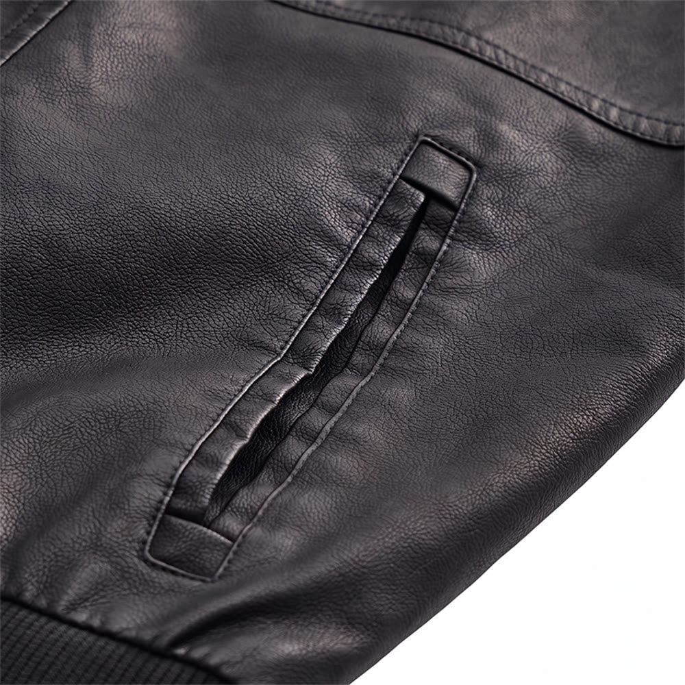 Rugged Hooded Pu Leather Biker Coat For Men - image 7