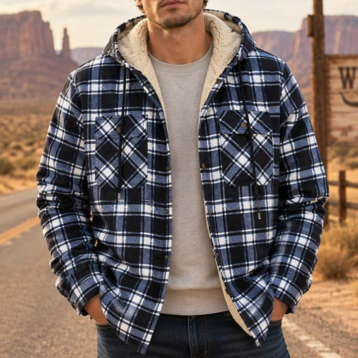 Men's Plaid Fleece-lined Hooded Shirt Jacket - image 0