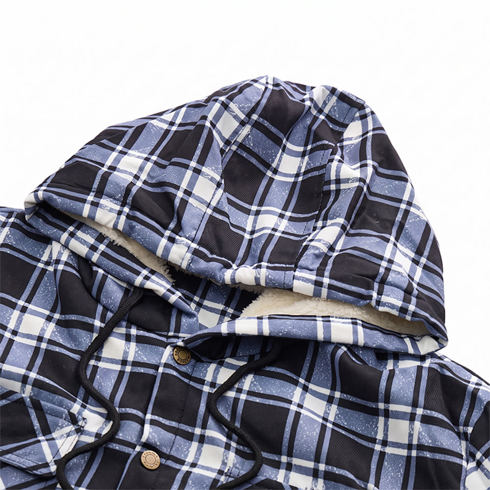 Men's Plaid Fleece-lined Hooded Shirt Jacket - image 9