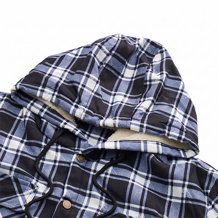 Men's Plaid Fleece-lined Hooded Shirt Jacket - image 9
