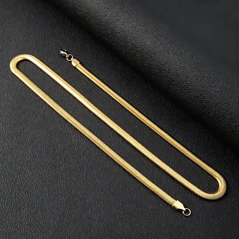 Flat Herringbone Snake Chain Bracelet Necklace - Gold - Necklace - image 6
