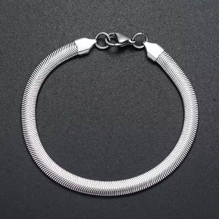 Flat Herringbone Snake Chain Bracelet Necklace - Silver - Bracelet - image 4
