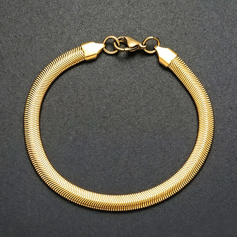 Flat Herringbone Snake Chain Bracelet Necklace - Gold - Bracelet - image 7