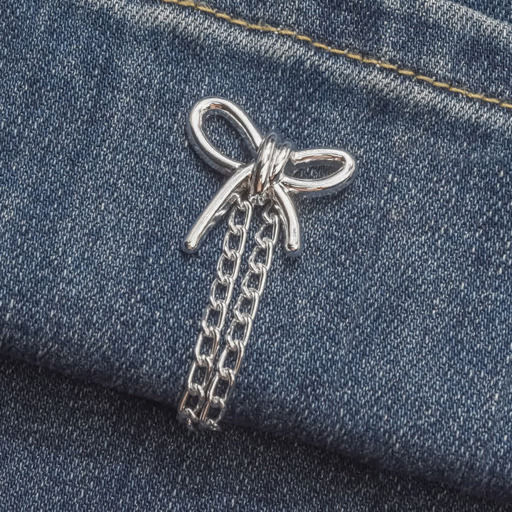 1 Pairs Adjustable Jean Hem Chain Buckle Pins Pant Cuff Clips - Bow Knot - image 10