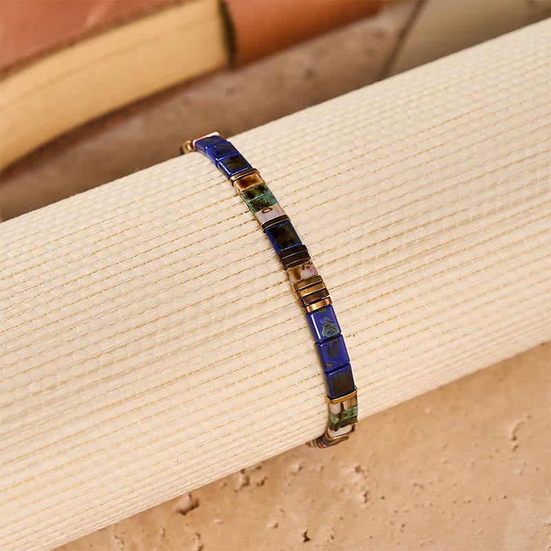 Vintage Navy Blue Tila Bead Bracelet - image 6