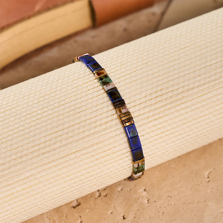 Vintage Navy Blue Tila Bead Bracelet - image 6
