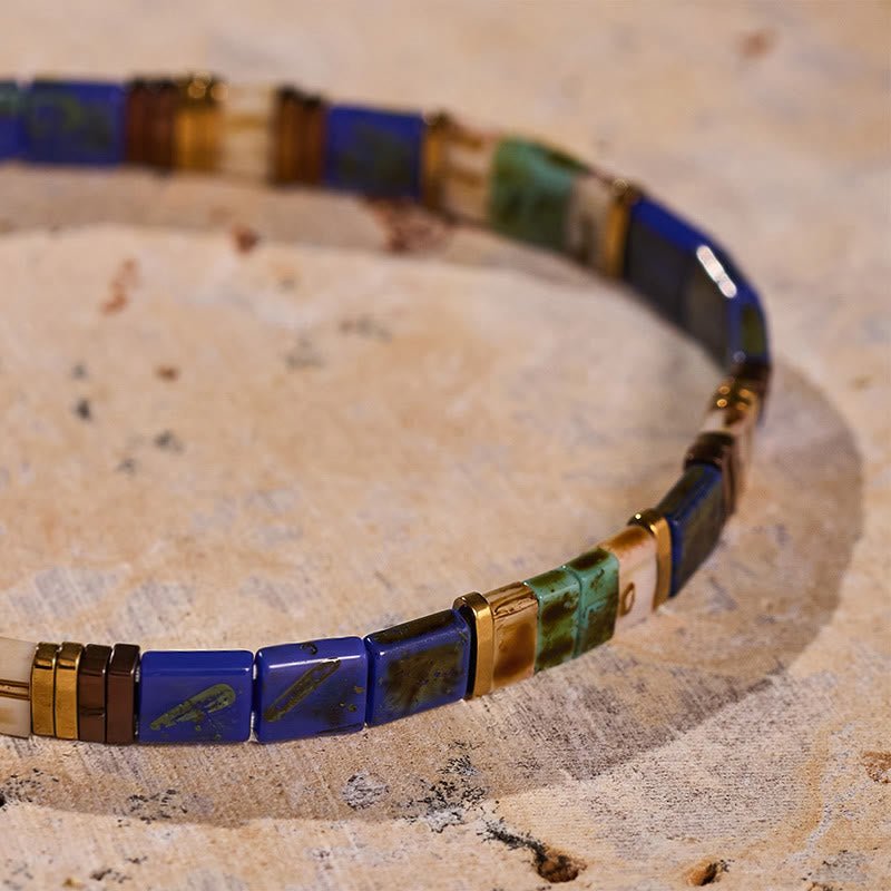 Vintage Navy Blue Tila Bead Bracelet - image 5