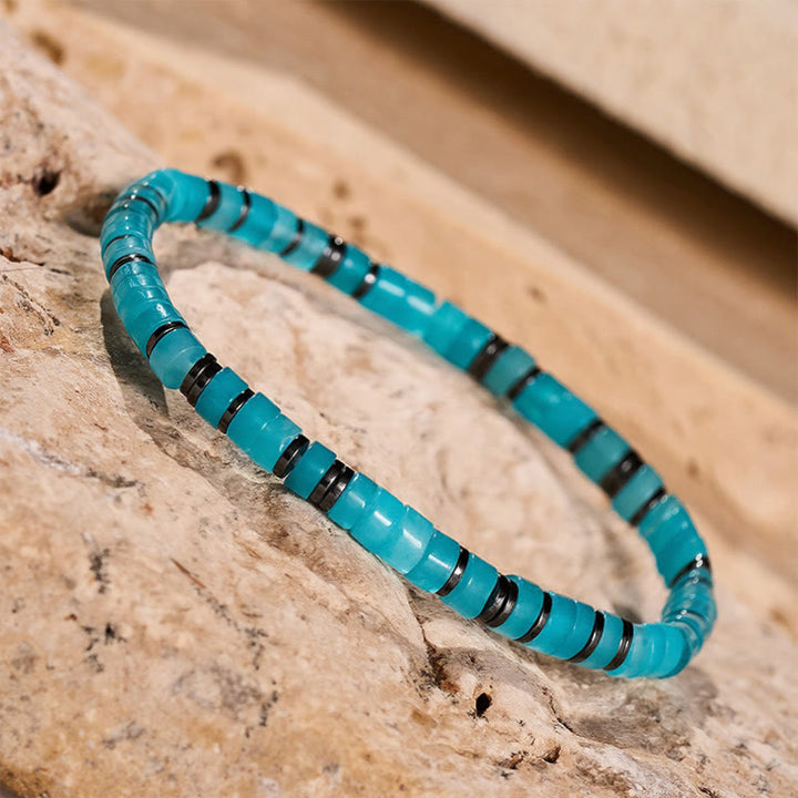 Minimalist Aqua Square Bead Calming Bracelet - image 5