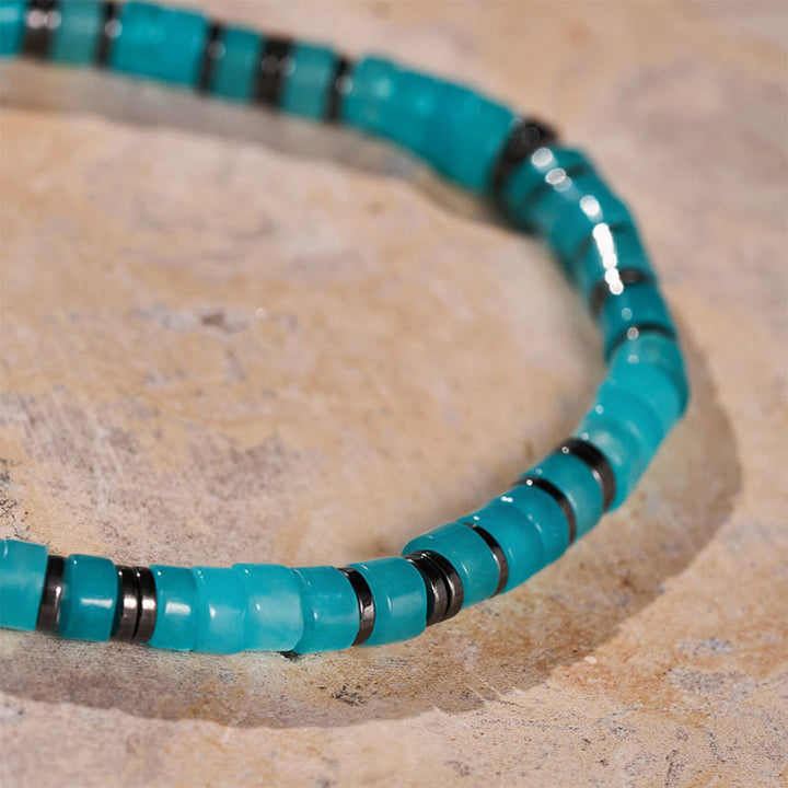 Minimalist Aqua Square Bead Calming Bracelet - image 4