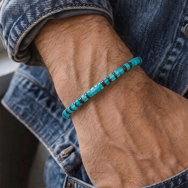 Minimalist Aqua Square Bead Calming Bracelet - image 1
