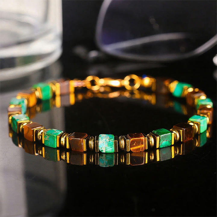 Fortune Natural Gemstone Square Bead Wealth Bracelet - Style#5 - image 6