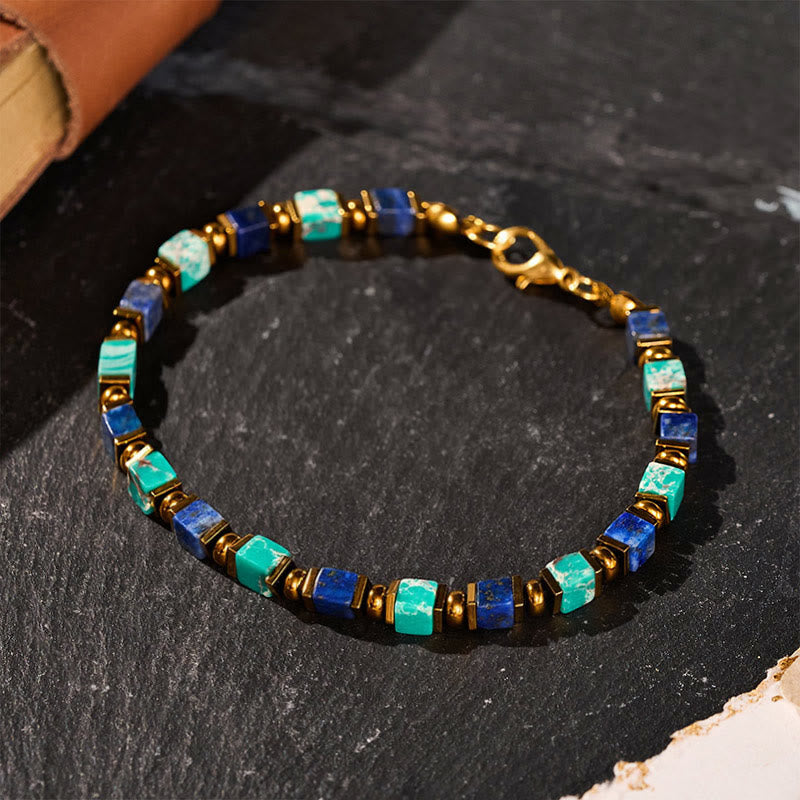 Fortune Natural Gemstone Square Bead Wealth Bracelet - Style#4 - image 4