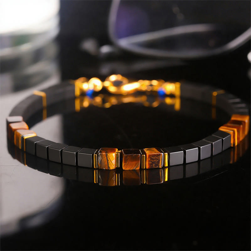 Fortune Natural Gemstone Square Bead Wealth Bracelet - Style#2 - image 5