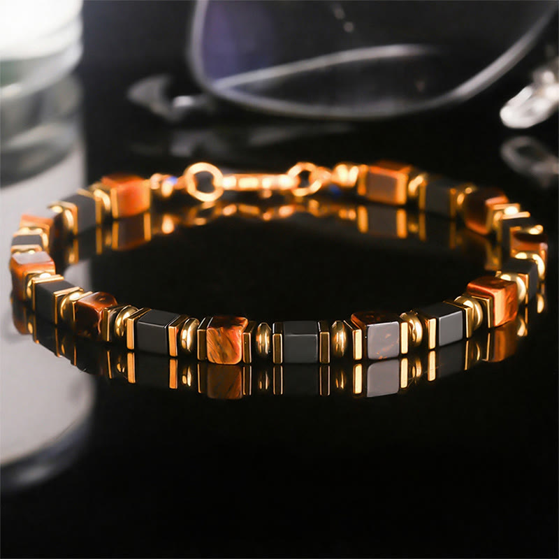 Fortune Natural Gemstone Square Bead Wealth Bracelet - Style#1 - image 2
