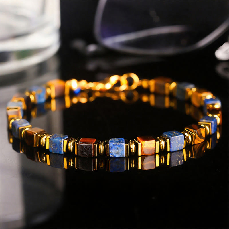 Fortune Natural Gemstone Square Bead Wealth Bracelet - image 8