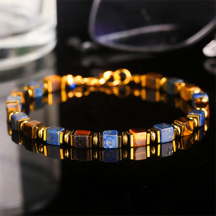 Fortune Natural Gemstone Square Bead Wealth Bracelet - image 8