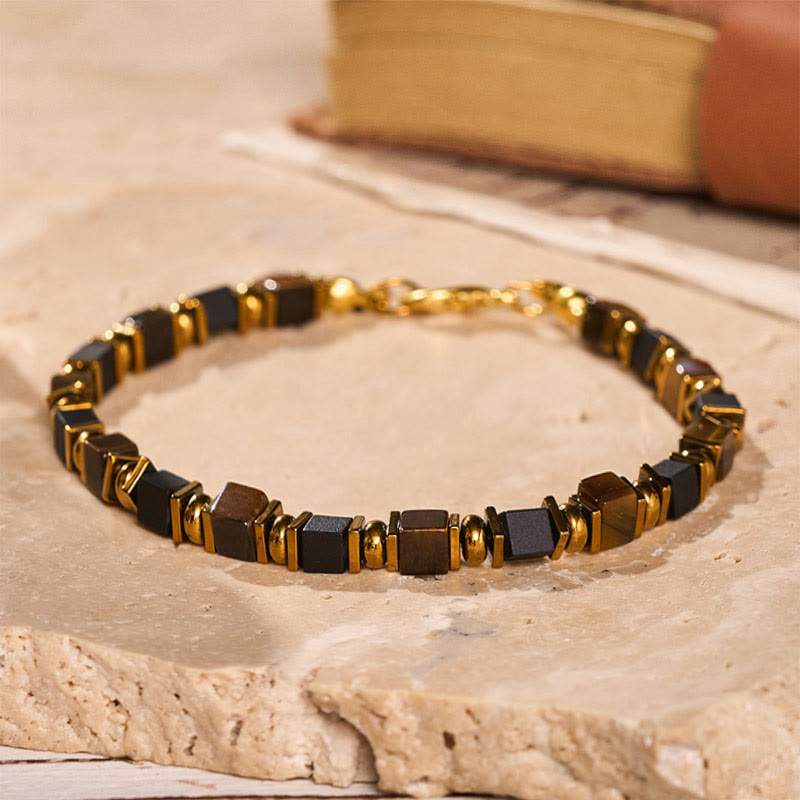 Fortune Natural Gemstone Square Bead Wealth Bracelet - image 10