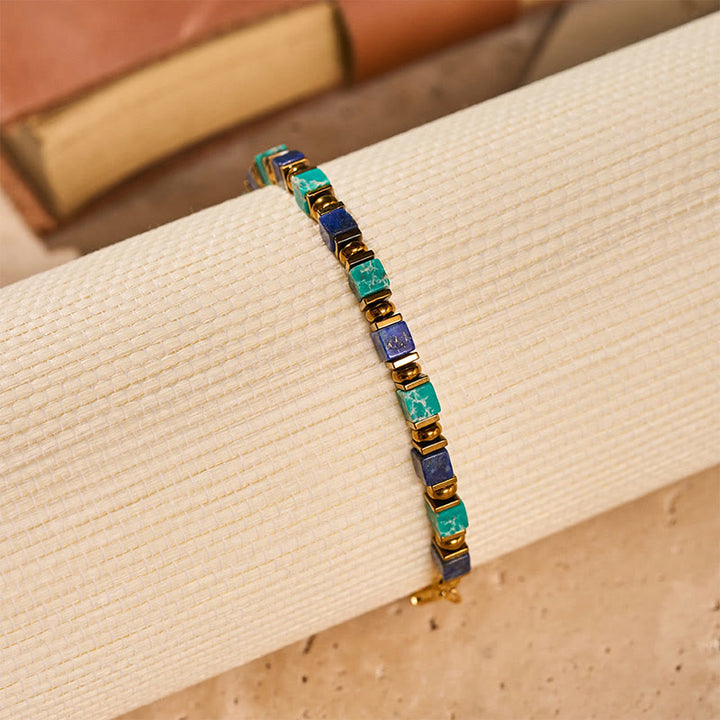 Fortune Natural Gemstone Square Bead Wealth Bracelet - image 17