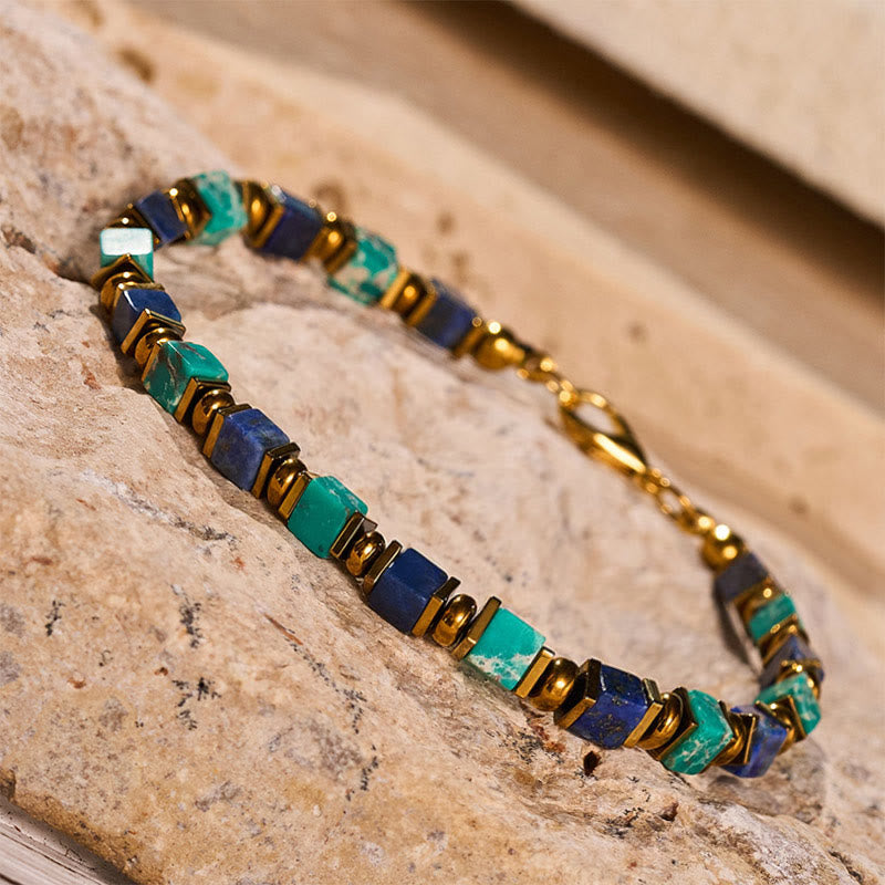 Fortune Natural Gemstone Square Bead Wealth Bracelet - image 15