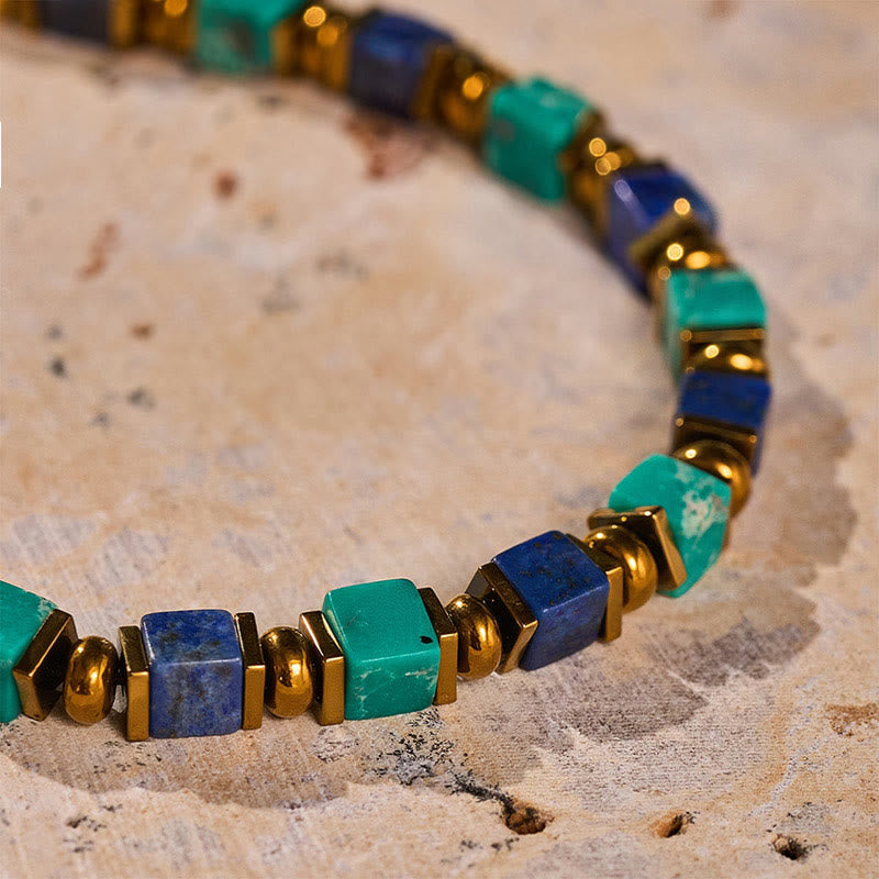Fortune Natural Gemstone Square Bead Wealth Bracelet - image 16