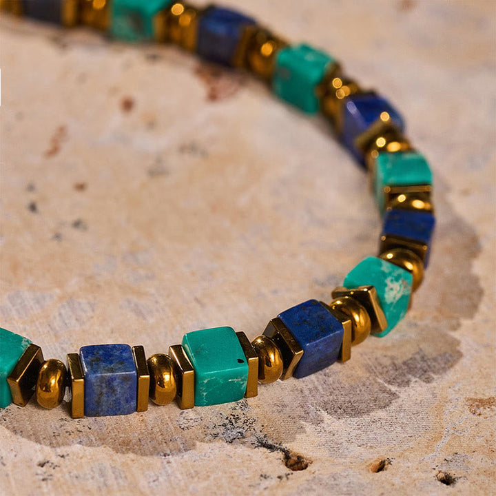 Fortune Natural Gemstone Square Bead Wealth Bracelet - image 16