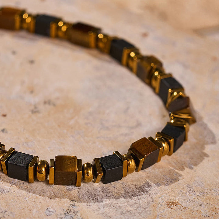 Fortune Natural Gemstone Square Bead Wealth Bracelet - image 12