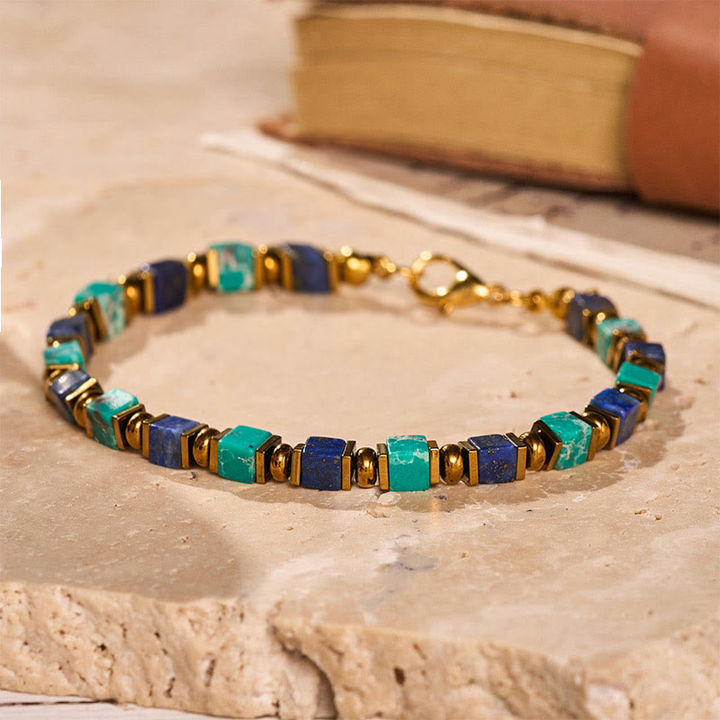 Fortune Natural Gemstone Square Bead Wealth Bracelet - image 14
