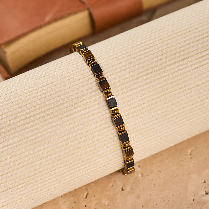 Fortune Natural Gemstone Square Bead Wealth Bracelet - image 13