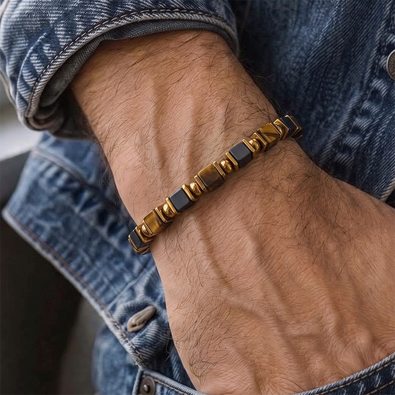 Fortune Natural Gemstone Square Bead Wealth Bracelet - image 1