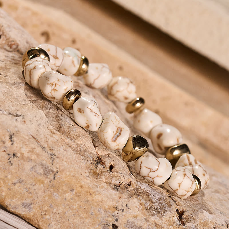 Boho Vintage Turquoise Nugget Gold Bead Bracelet - image 10