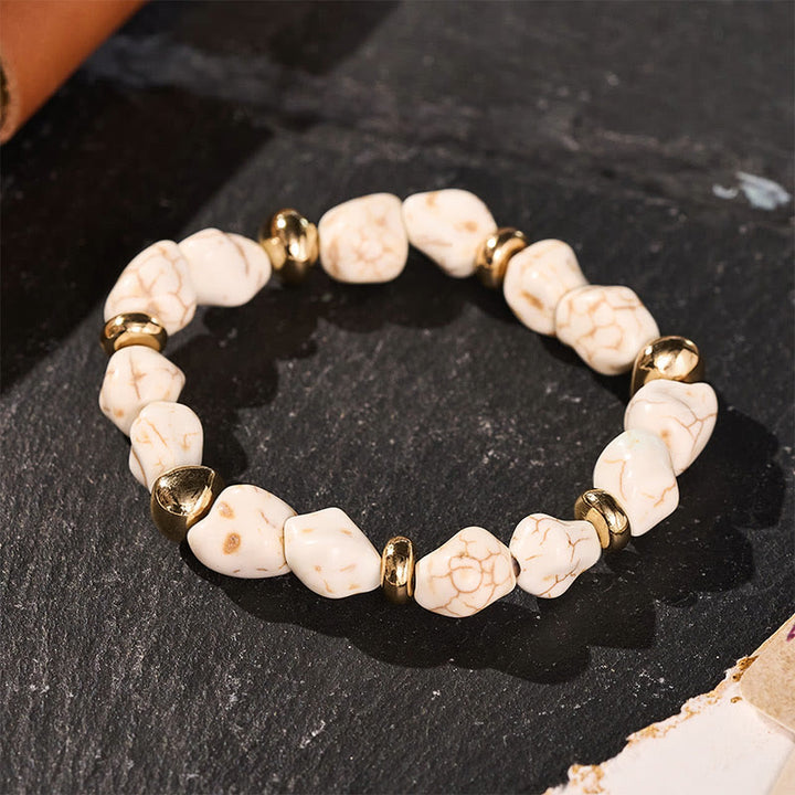 Boho Vintage Turquoise Nugget Gold Bead Bracelet - image 4