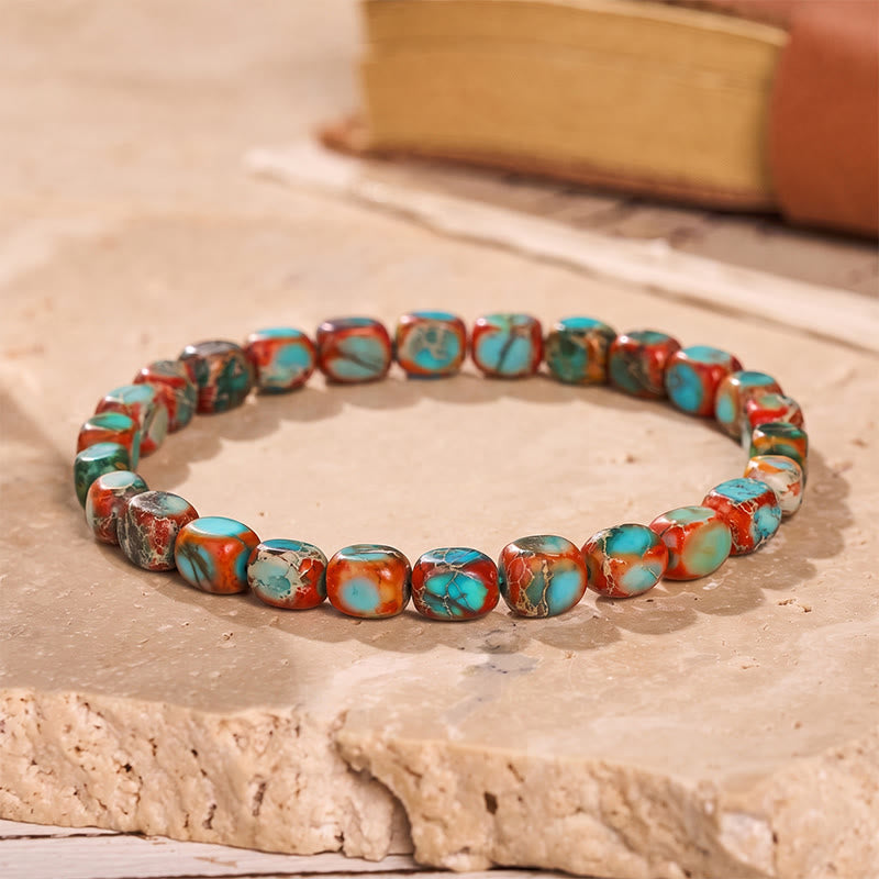 Artisan Imperial Jasper Nugget Bead Bracelet - Red&Blue - image 6