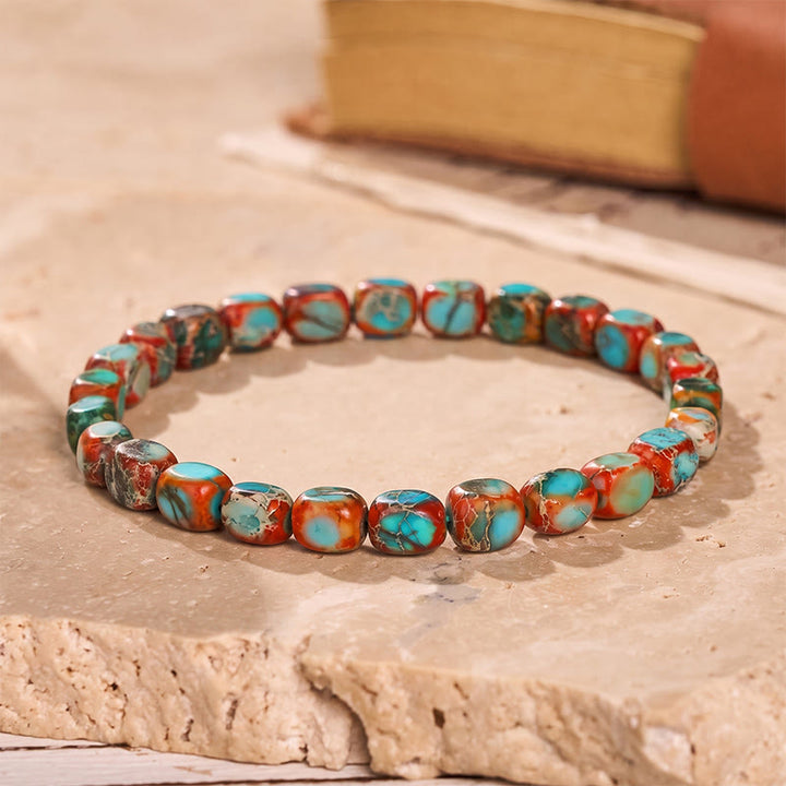 Artisan Imperial Jasper Nugget Bead Bracelet - Red&Blue - image 6