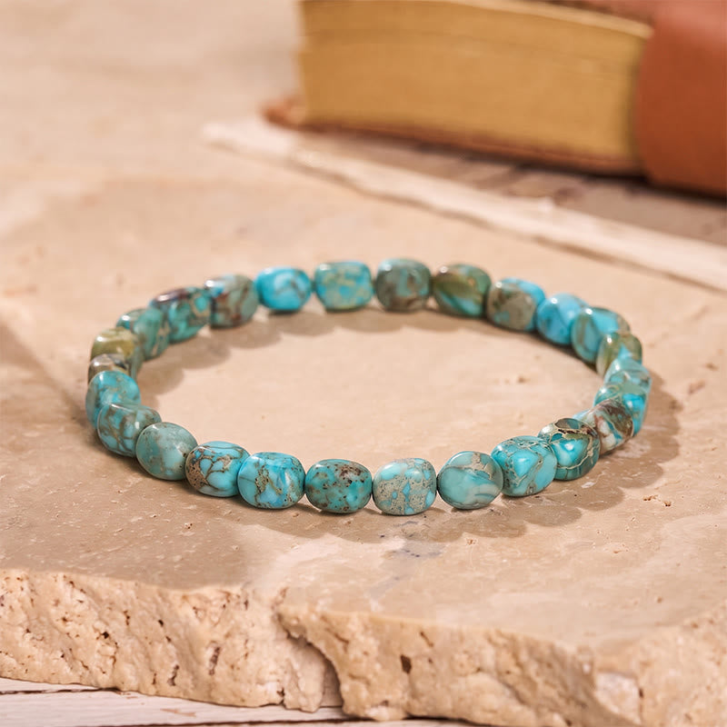 Artisan Imperial Jasper Nugget Bead Bracelet - Light Blue - image 9