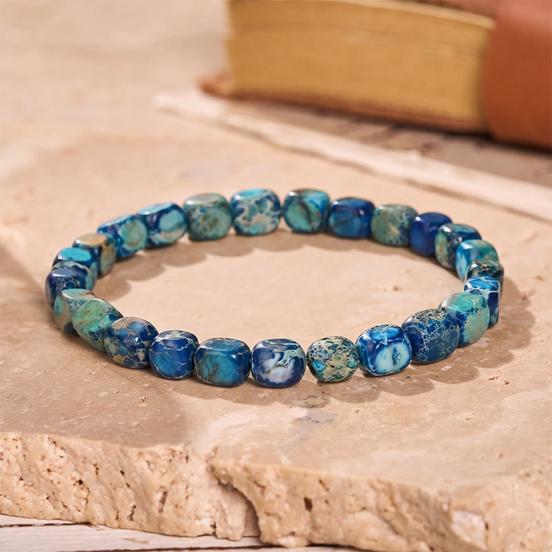 Artisan Imperial Jasper Nugget Bead Bracelet - Blue - image 10