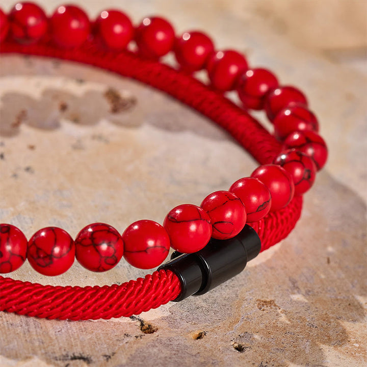 Men's Vintage Two-Piece Leather & Natural Stone Bracelet Set - image 12