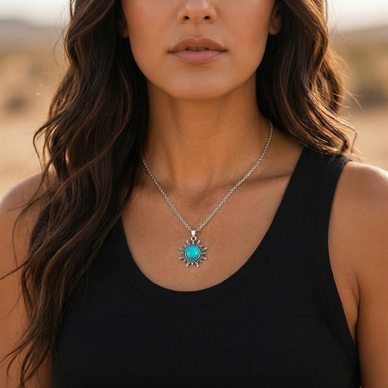 Women's Boho Handwoven Beaded Blue Stone Necklace - image 1