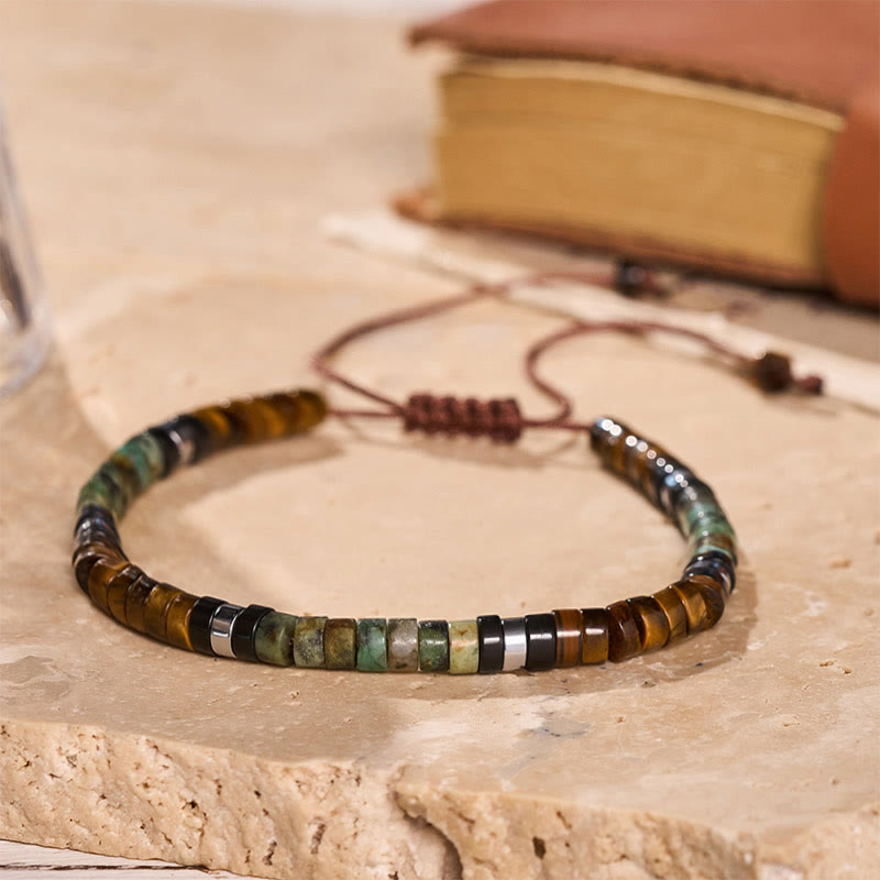 Minimalist Geometric Cylinder Bead Adjustable Bracelet - Style#1 - image 2