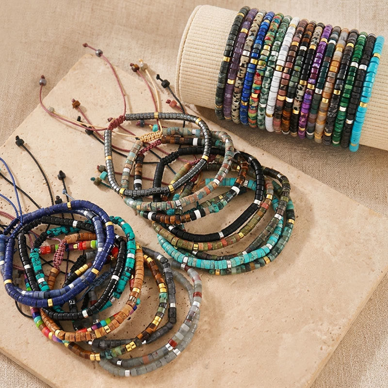 Minimalist Geometric Cylinder Bead Adjustable Bracelet - image 8