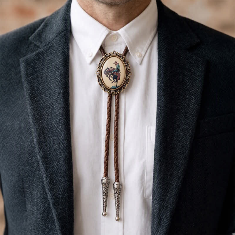 The Midnight Rider Rodeo Cowboy Luminous Bolo Tie - image 2