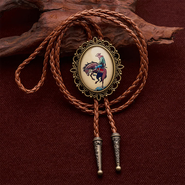 The Midnight Rider Rodeo Cowboy Luminous Bolo Tie - Rider - image 0