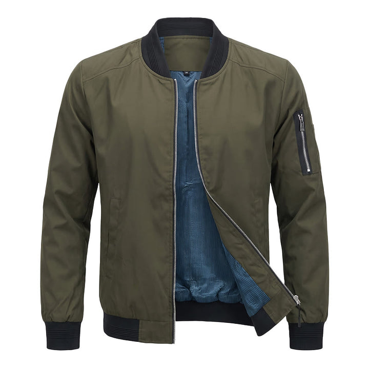 Men's Classic Stand Collar Bomber Jacket - image 6