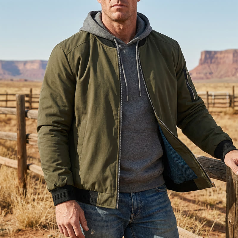 Men's Classic Stand Collar Bomber Jacket - image 0