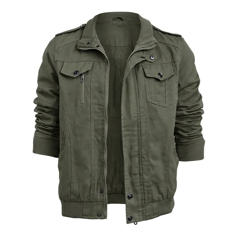 Men's Rugged Multi-Pocket Cargo Jacket - Army Green - 6XL - image 2