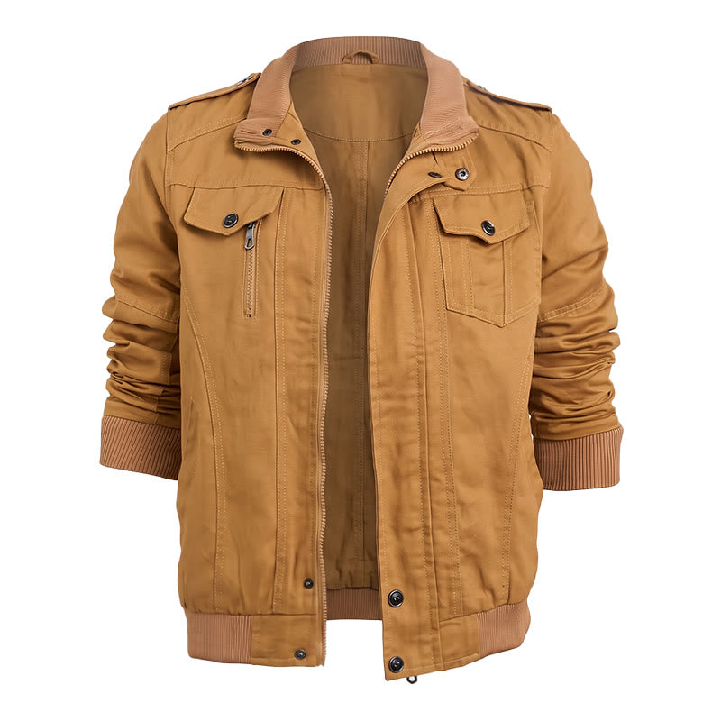 Men's Rugged Multi-Pocket Cargo Jacket - Khaki - 6XL - image 1