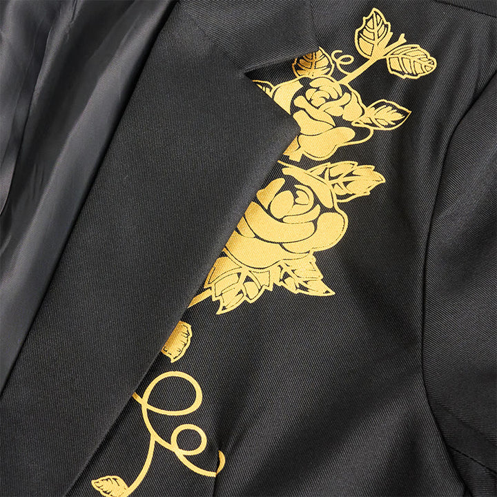 Men's Gold Floral Print Party Blazer - image 5
