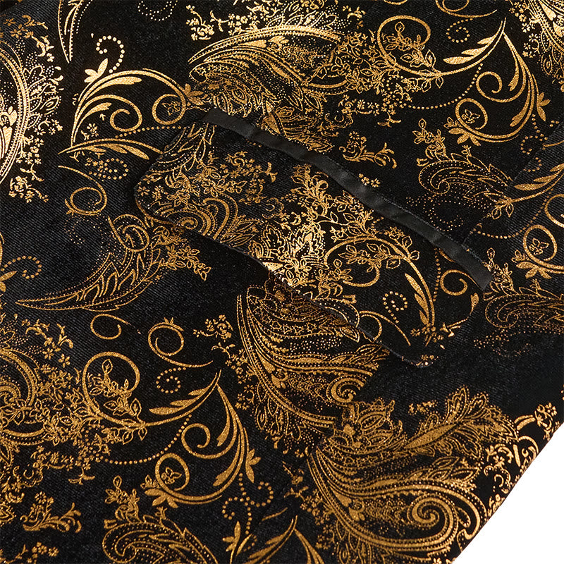 Men's Luxury Gold Floral Jacquard Blazer - image 10