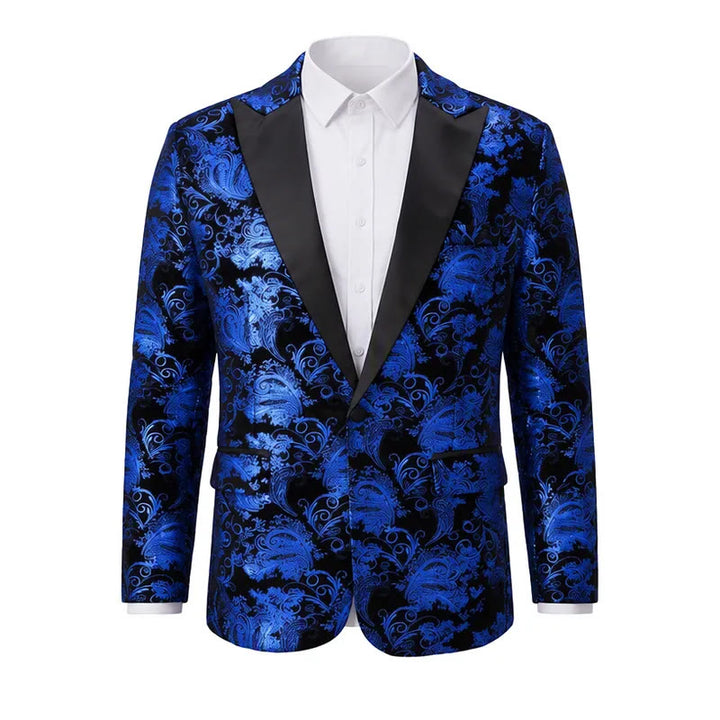 Men's Luxury Gold Floral Jacquard Blazer - Royal Blue - 2XL - image 6