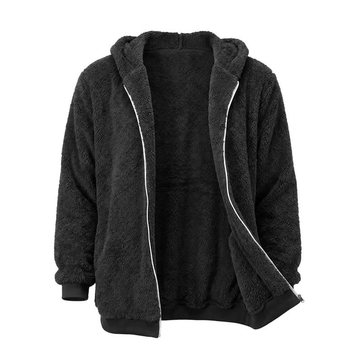 Men's Fleece Zip-up Hoodie Winter Coat - Black - 4XL - image 8